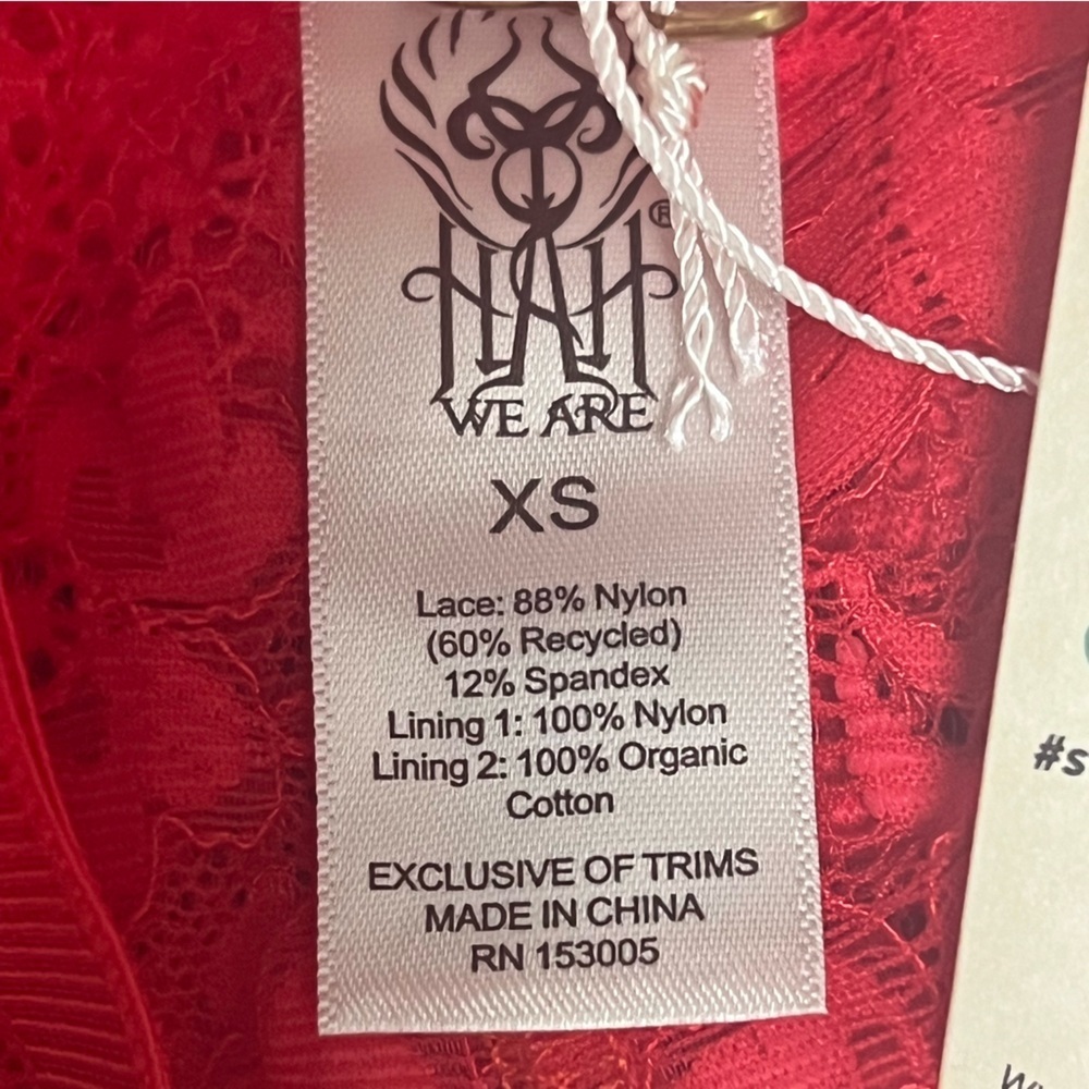 Free People X HAH Comin in Haht Lace Bodysuit Size XS Siren Red Top X-Small - Picture 13 of 13